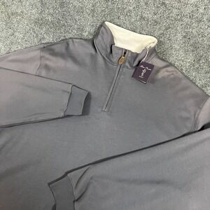 Men's Alan Flusser Golf 1/4 Zip LS Pullover 100% Pima Cotton Gray Size 2XL NWT